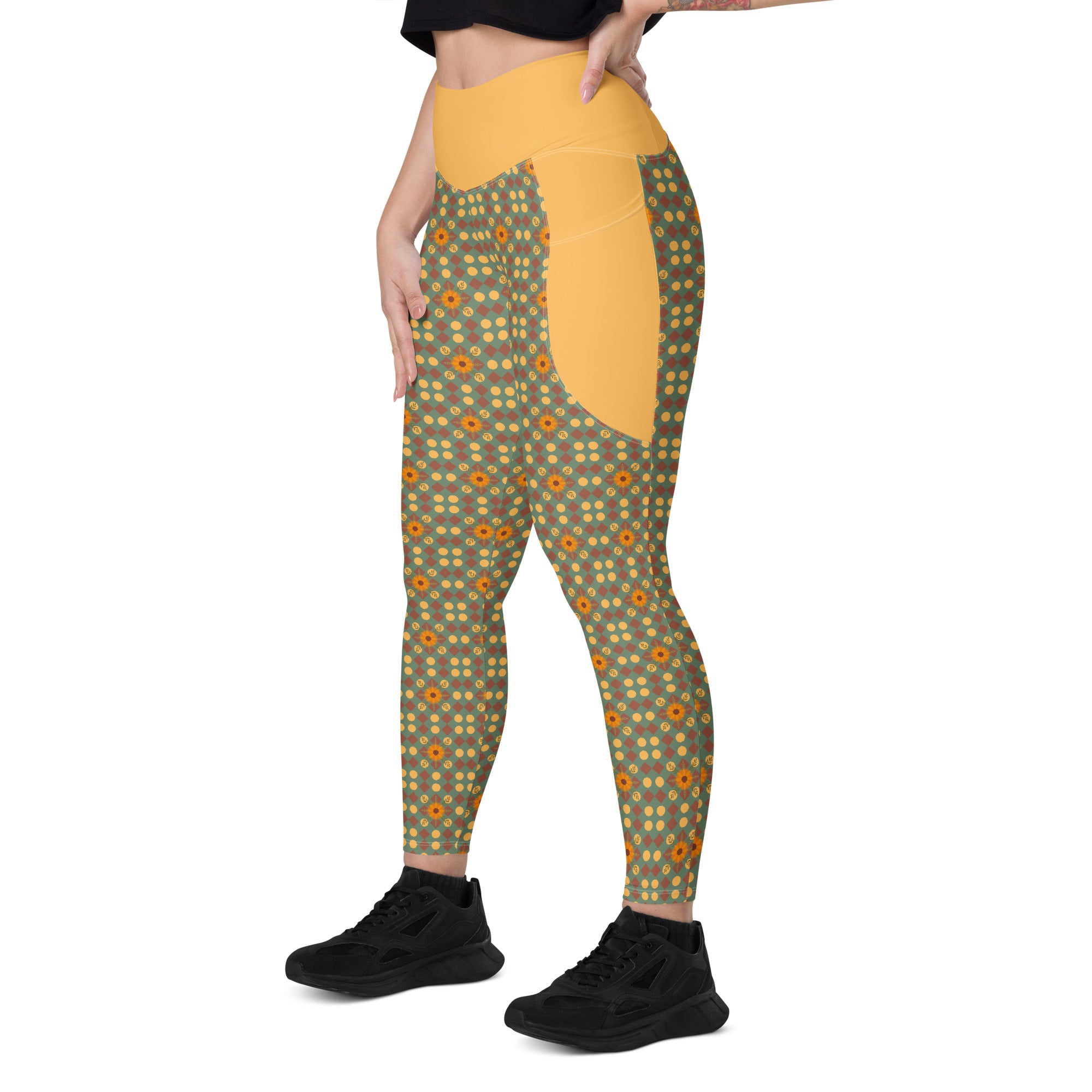 RECYCLED High Waist Pocket Leggings - 'Summertime Vintage'
