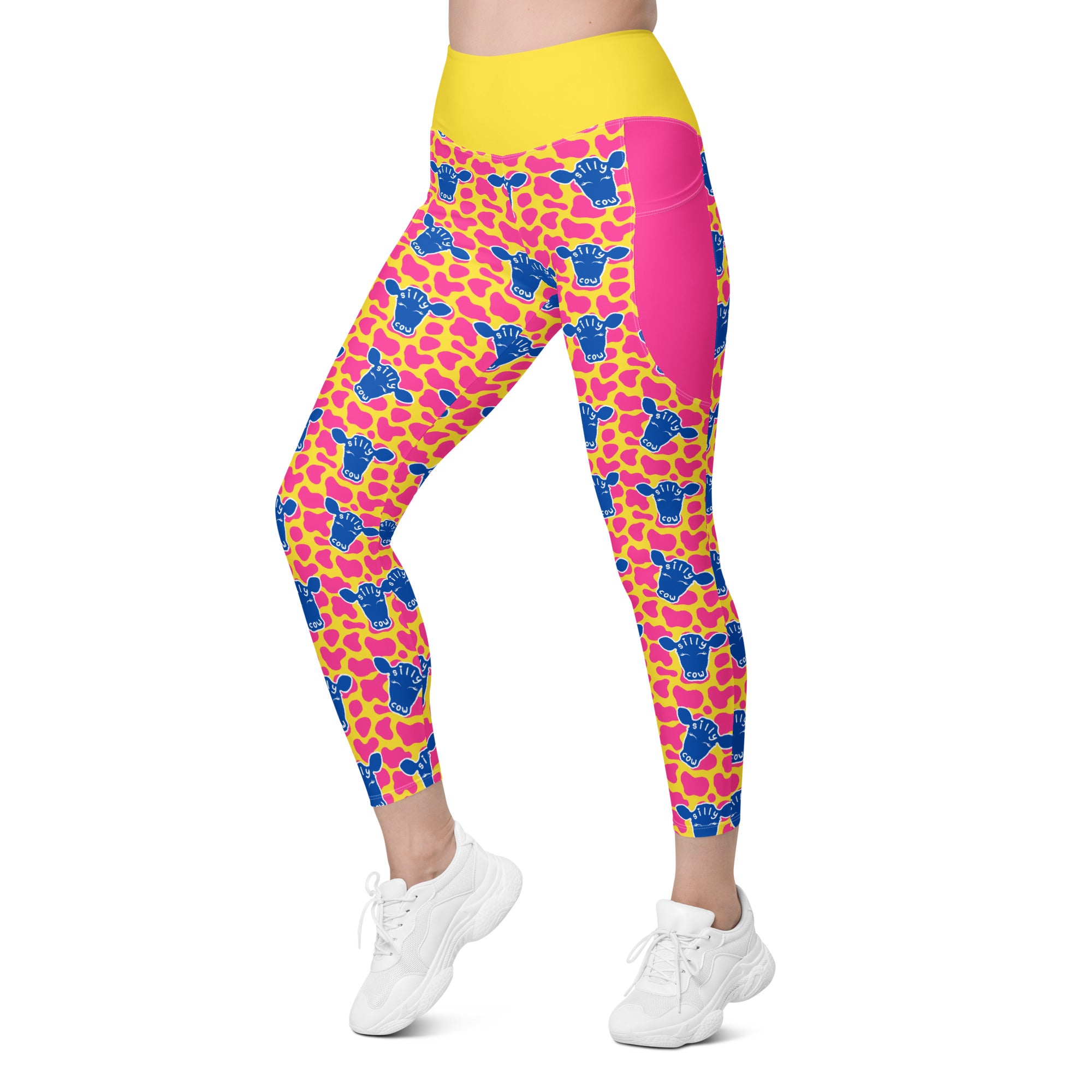 RECYCLED High Waist Pocket Leggings - 'Silly Cow'