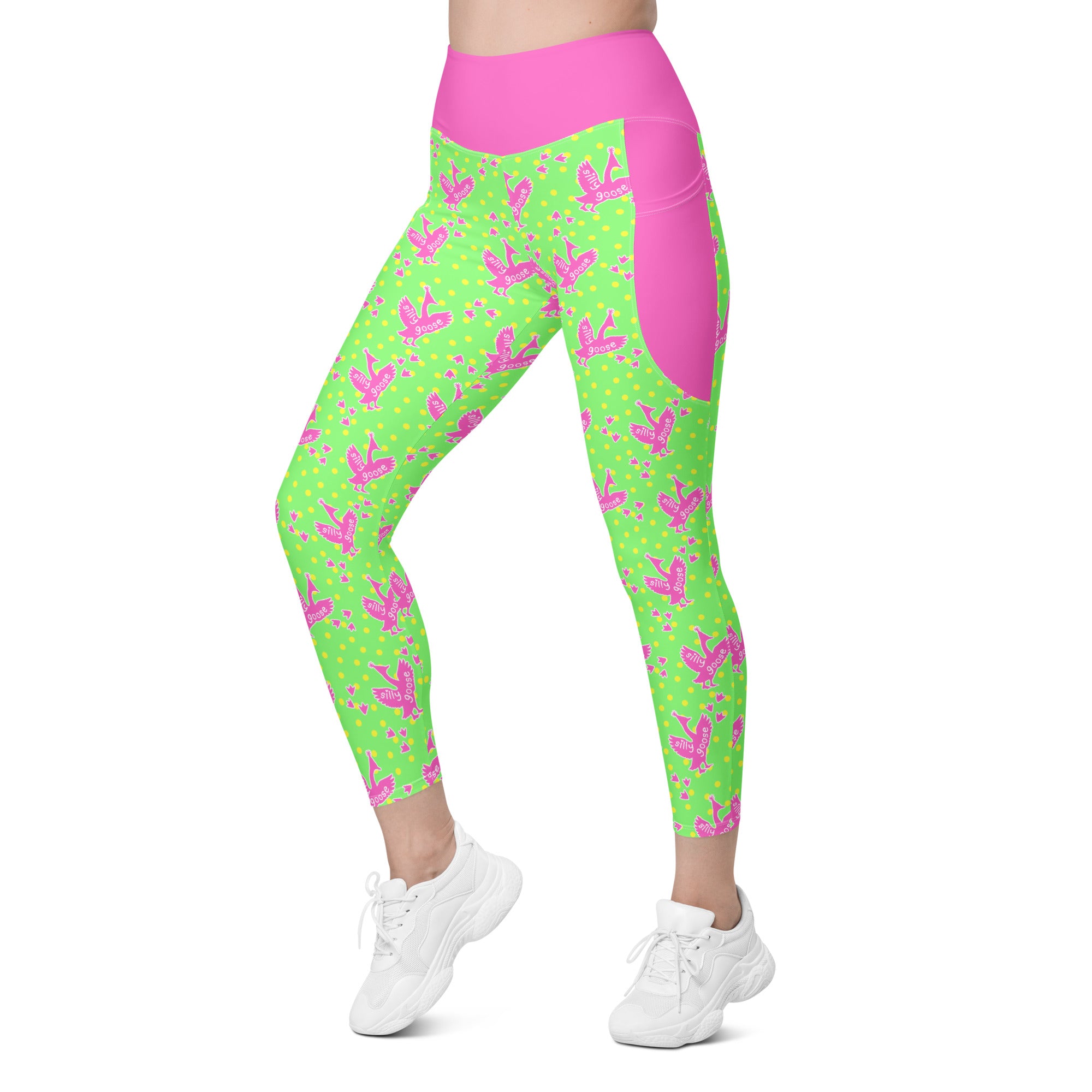 RECYCLED High Waist Pocket Leggings - 'Silly Goose'