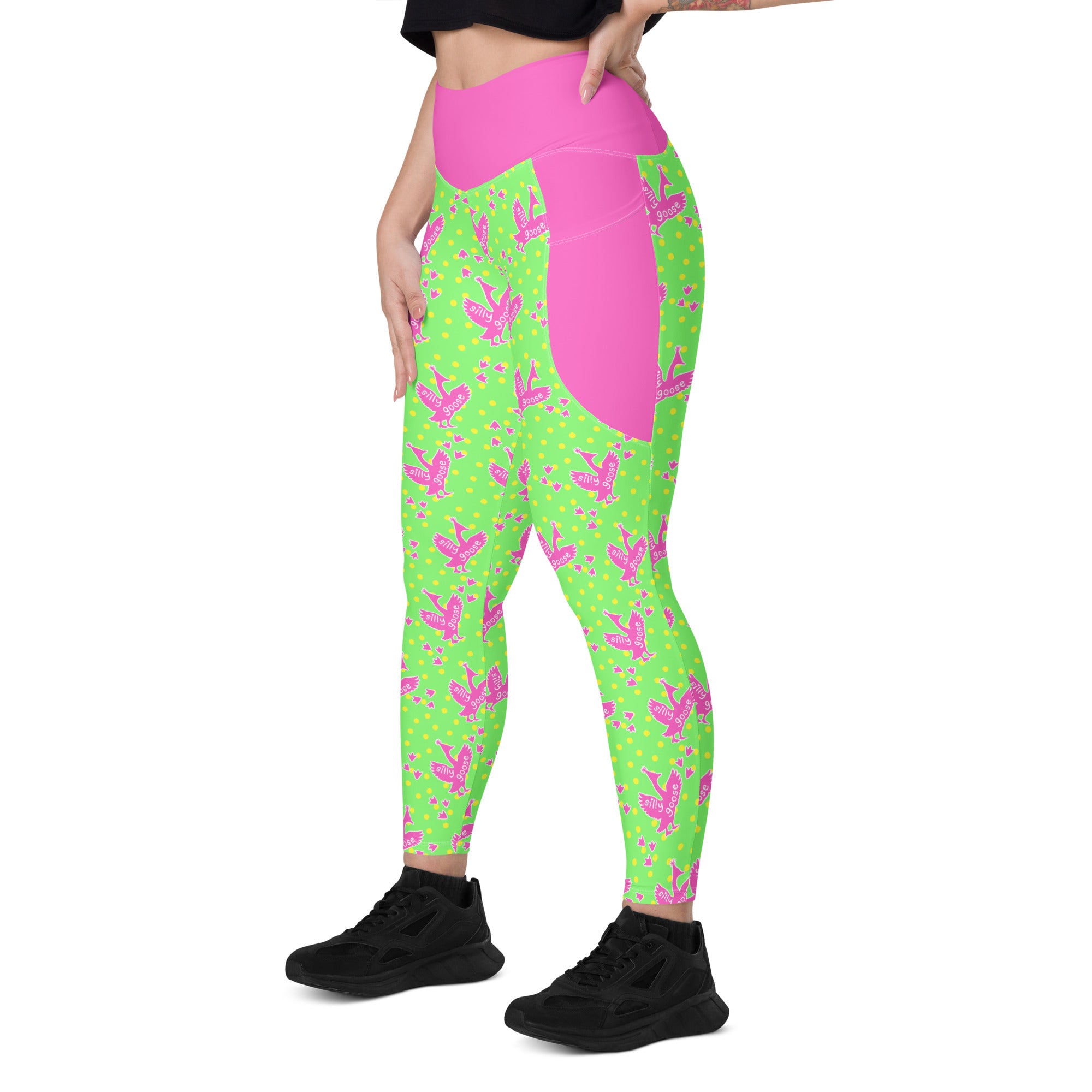 RECYCLED High Waist Pocket Leggings - 'Silly Goose'