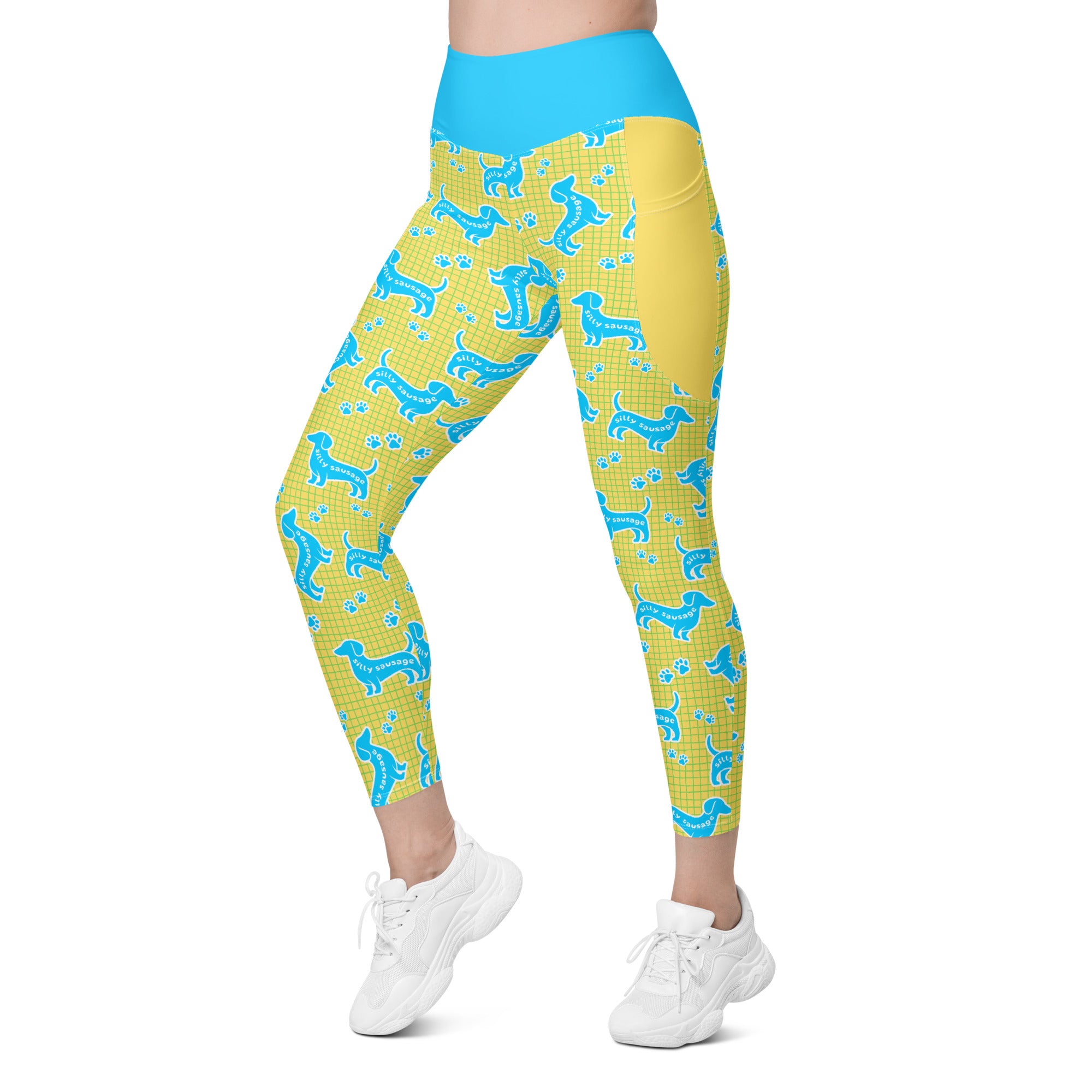 RECYCLED High Waist Pocket Leggings - 'Silly Sausage'