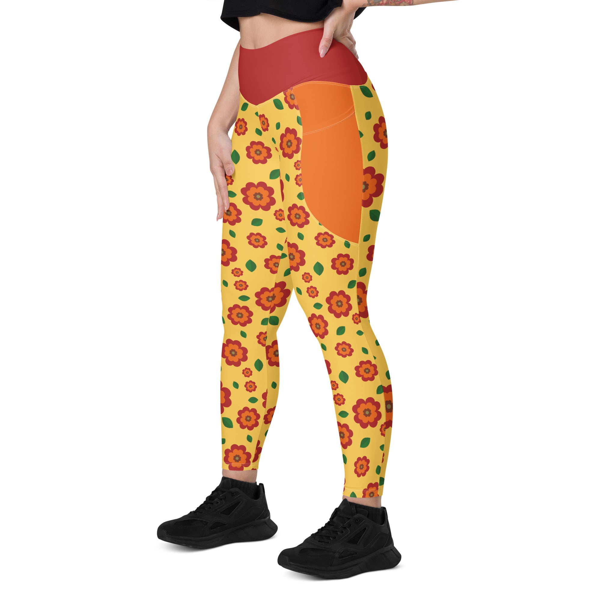 RECYCLED High Waist Pocket Leggings - 'Petal Pop'