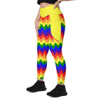 RECYCLED High Waist Pocket Leggings - 'Rainbow Waves'
