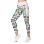 RECYCLED High Waist Pocket Leggings - 'Bubblegum Diner'