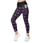 RECYCLED High Waist Pocket Leggings - 'Diamond Skulls'