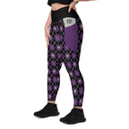 RECYCLED High Waist Pocket Leggings - 'Diamond Skulls'