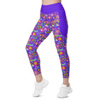 RECYCLED High Waist Pocket Leggings - 'Glitter Stickers'