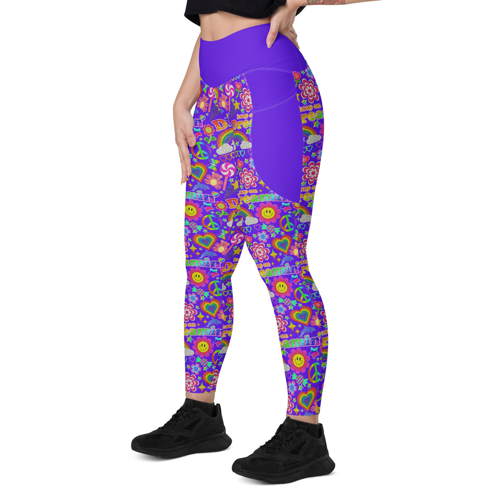 RECYCLED High Waist Pocket Leggings - 'Glitter Stickers'