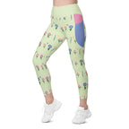 RECYCLED High Waist Pocket Leggings - 'Spring Stems'