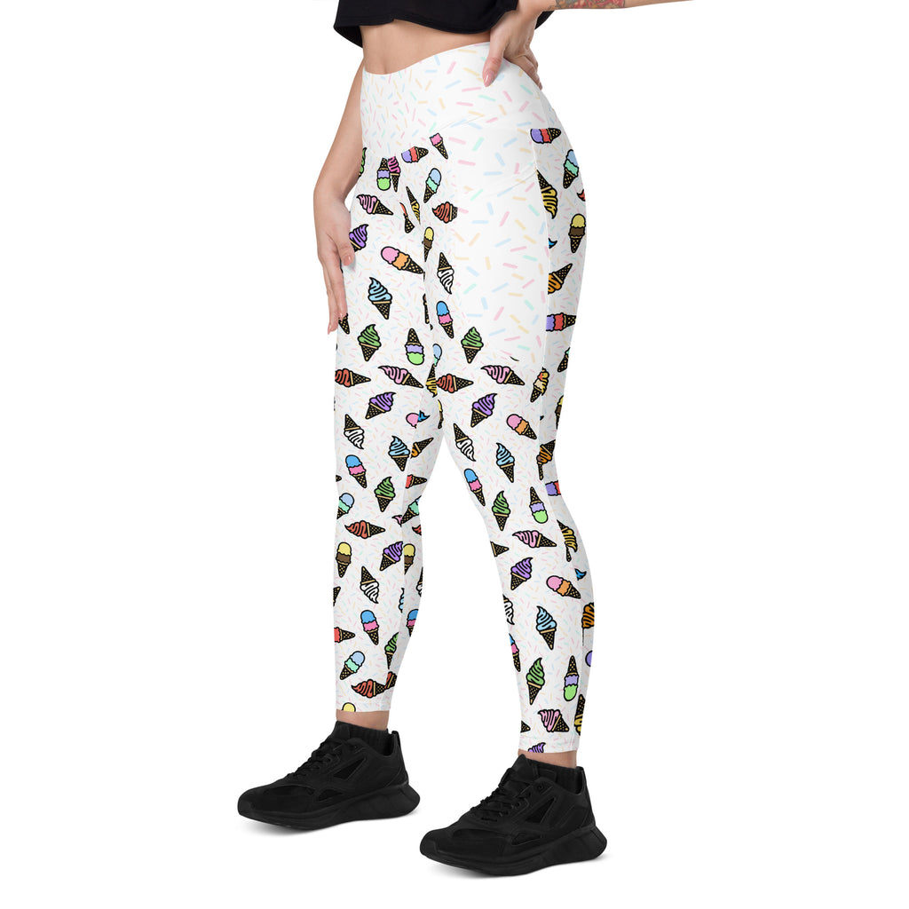 RECYCLED High Waist Pocket Leggings - 'Ice Cream' Leggings
