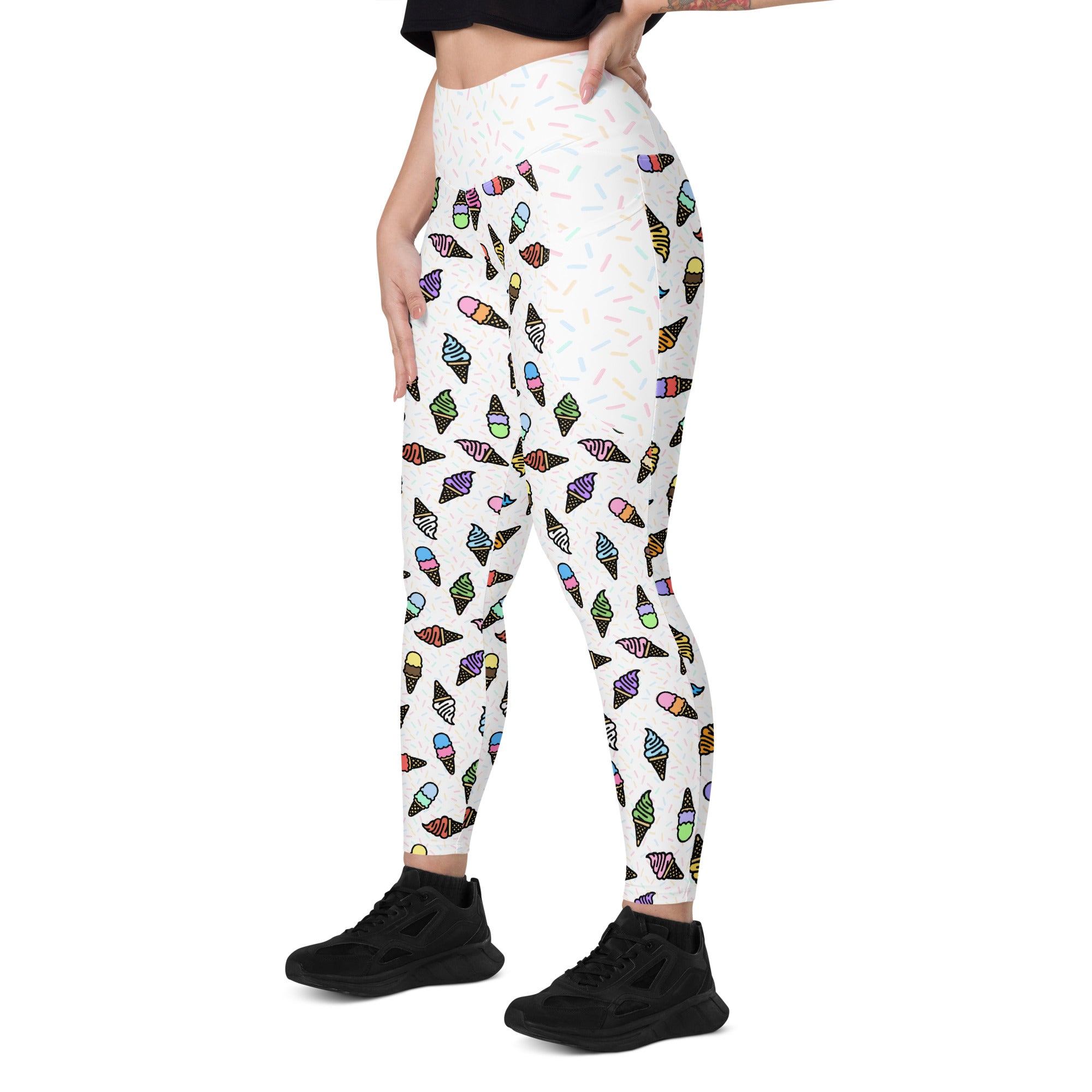 RECYCLED High Waist Pocket Leggings - 'Ice Cream' Leggings