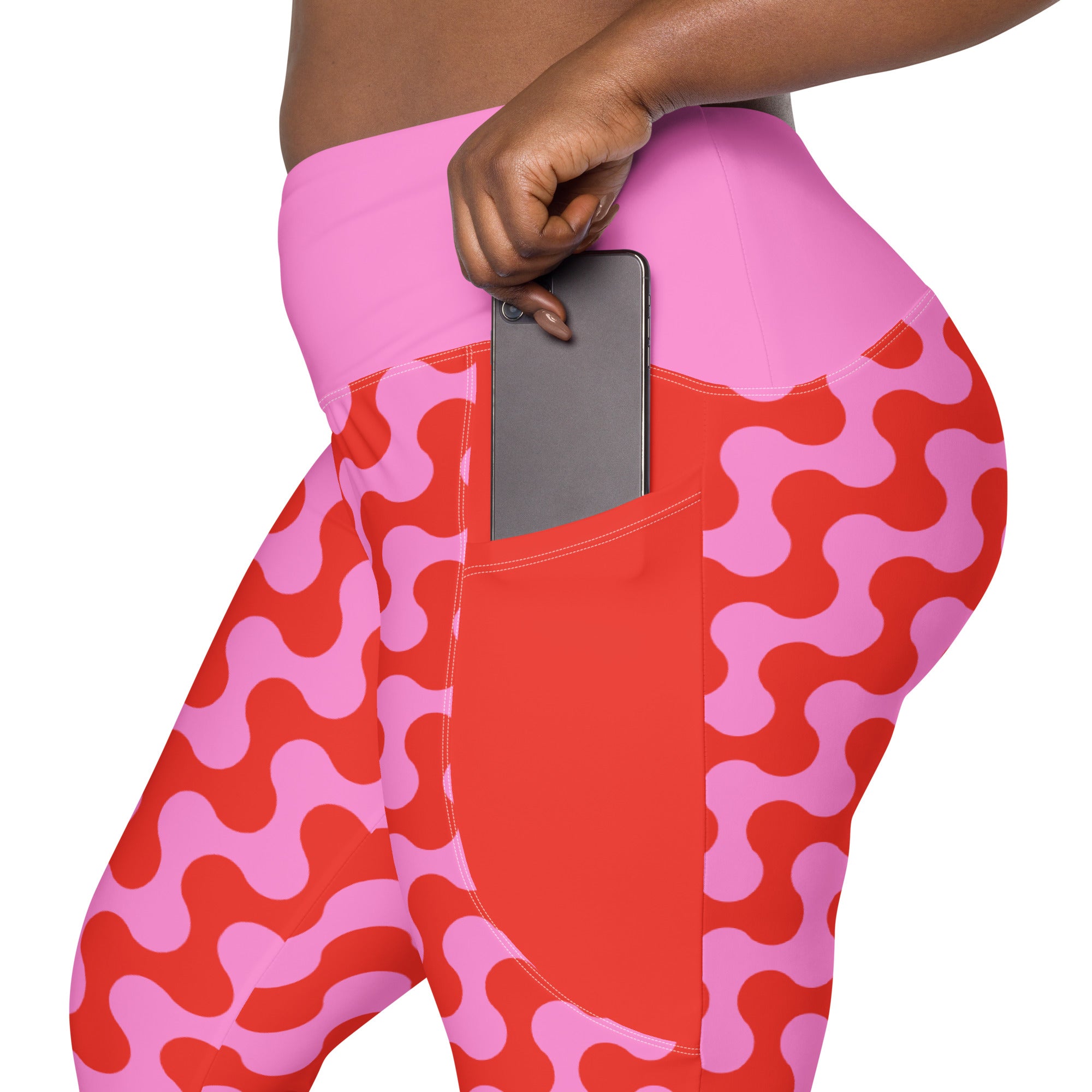 RECYCLED High Waist Pocket Leggings - 'Strawberry Salsa'