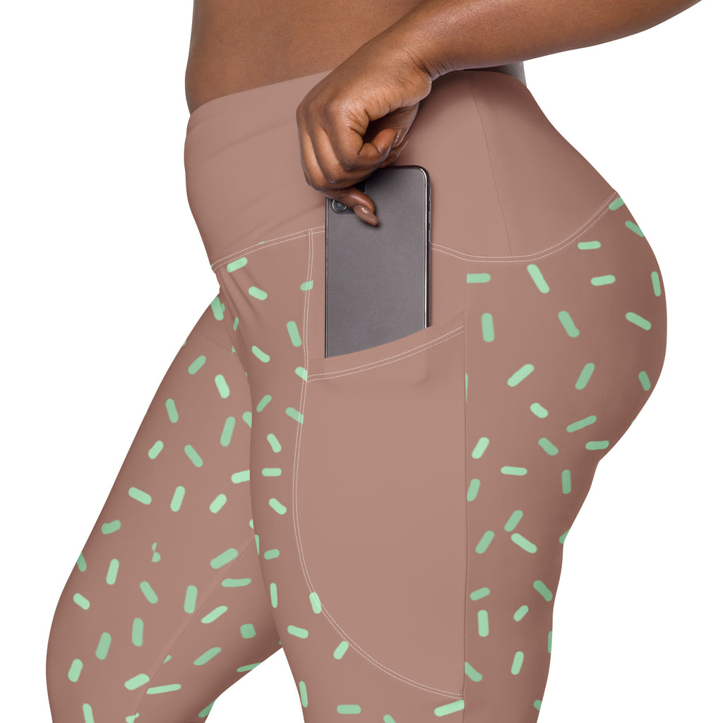 RECYCLED High Waist Pocket Leggings - 'Mint Choc Chip'