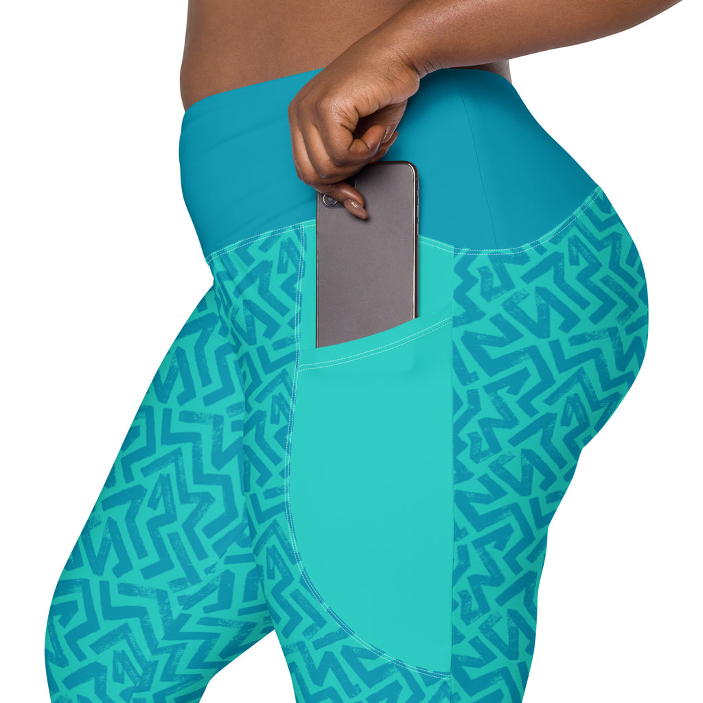 RECYCLED High Waist Pocket Leggings - 'Aquamarine'
