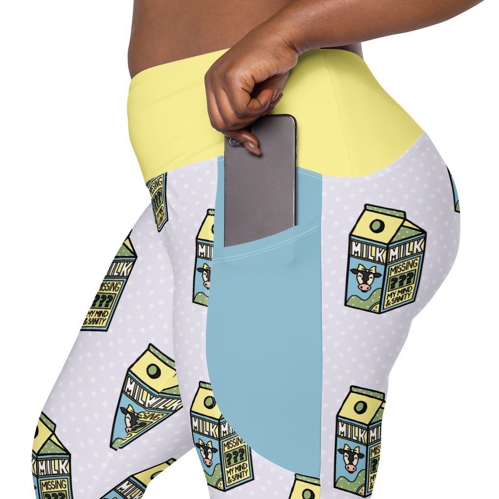 RECYCLED High Waist Pocket Leggings - 'Got Milk?'