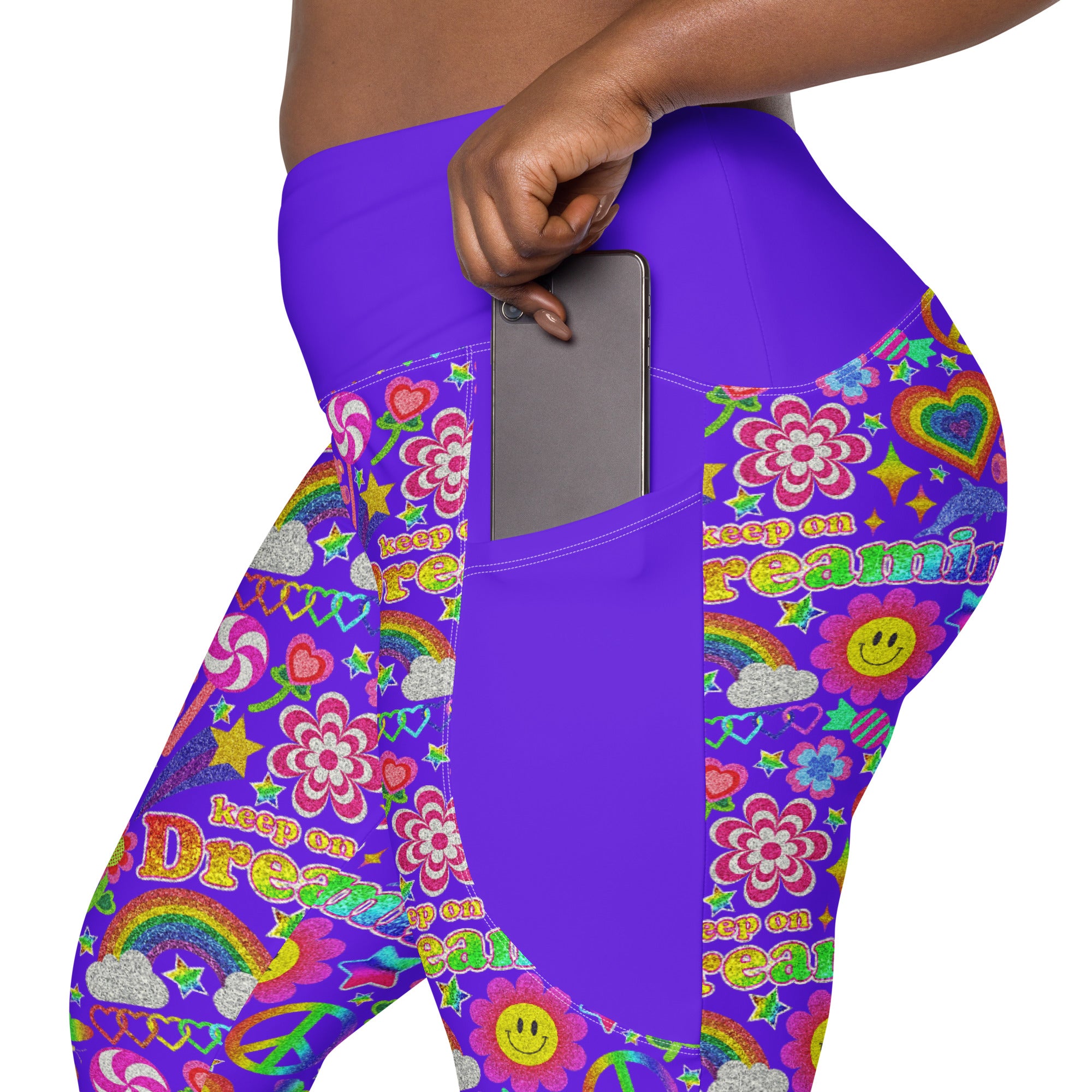 RECYCLED High Waist Pocket Leggings - 'Glitter Stickers'