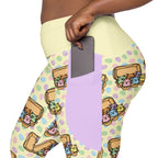 RECYCLED High Waist Pocket Leggings - 'Easter Kittens'