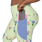 RECYCLED High Waist Pocket Leggings - 'Spring Stems'