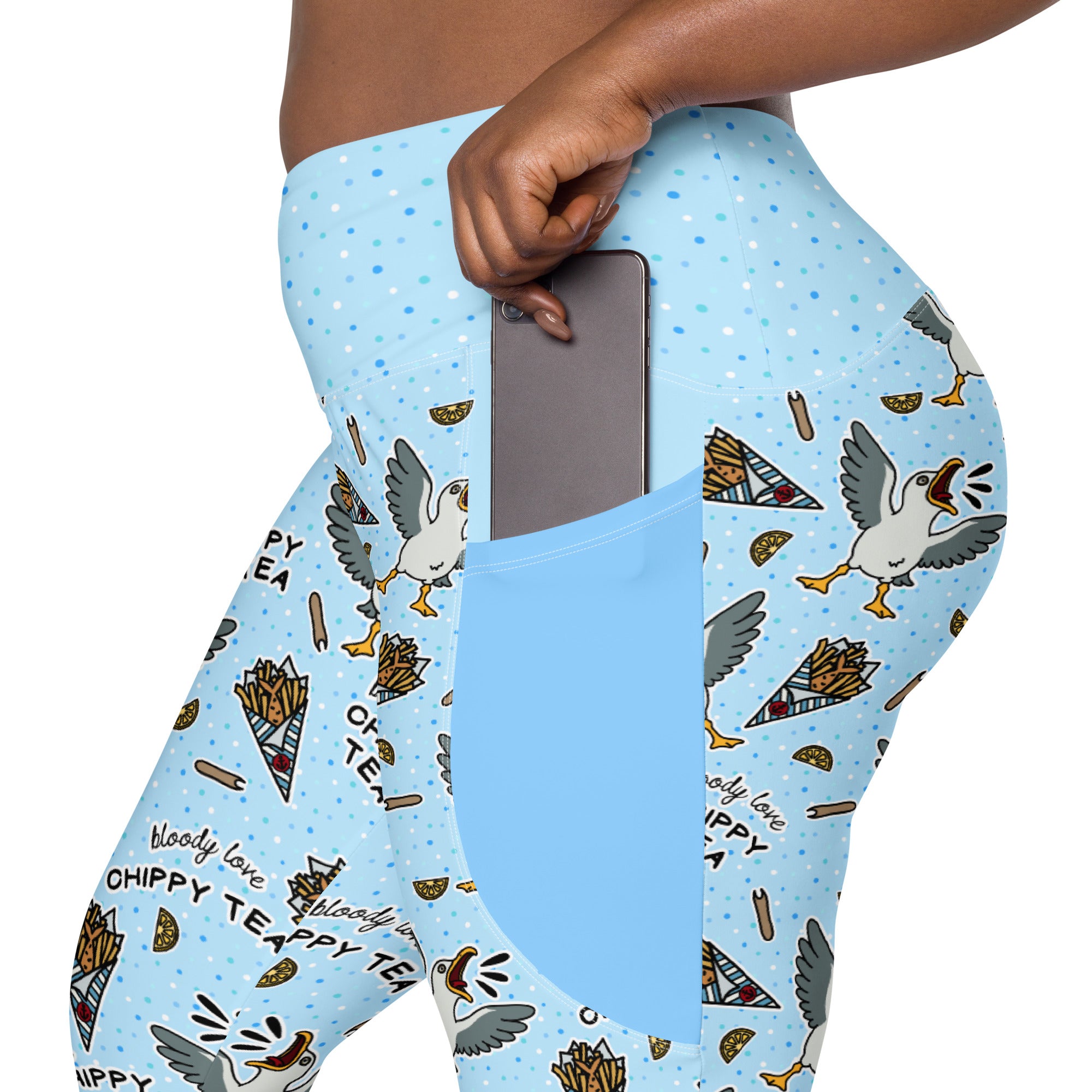 RECYCLED High Waist Pocket Leggings - 'Chippy Tea' Leggings