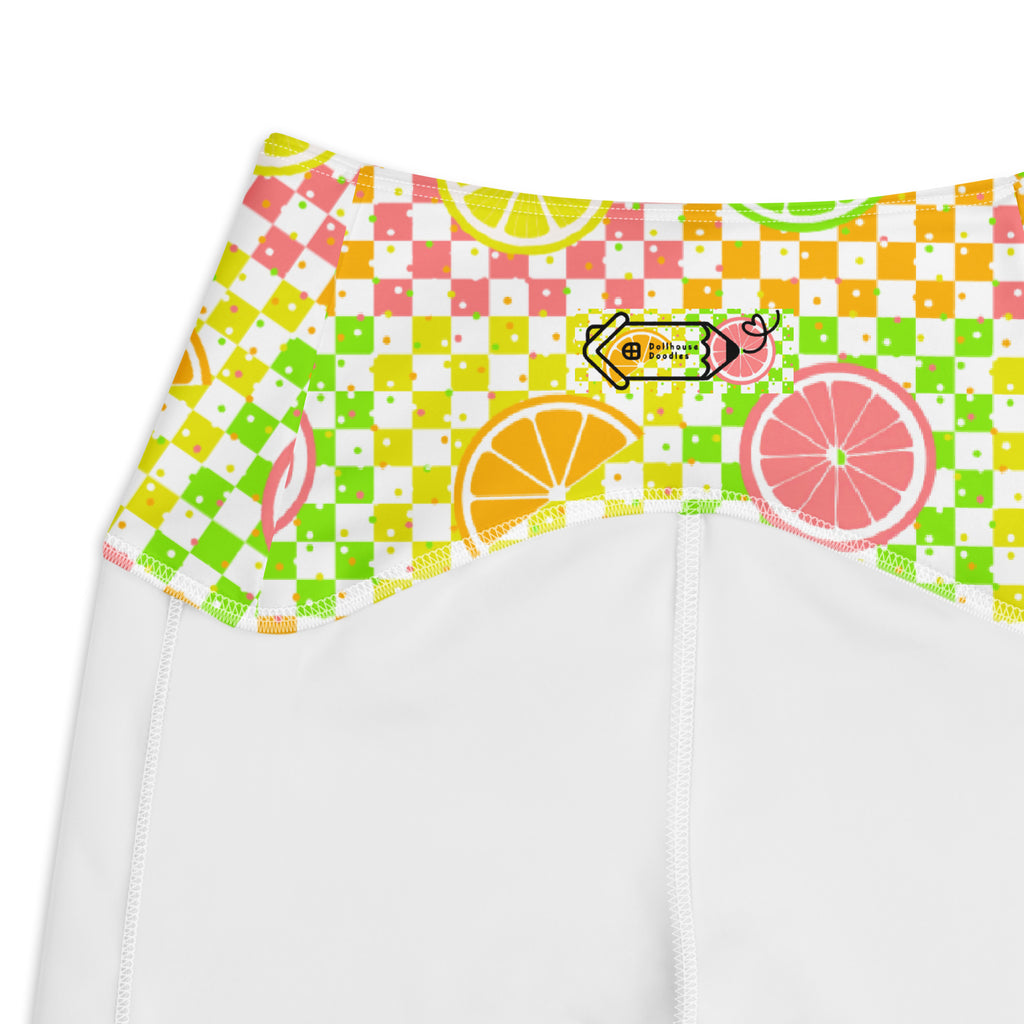 RECYCLED High Waist Pocket Leggings - 'Citrus Squares'