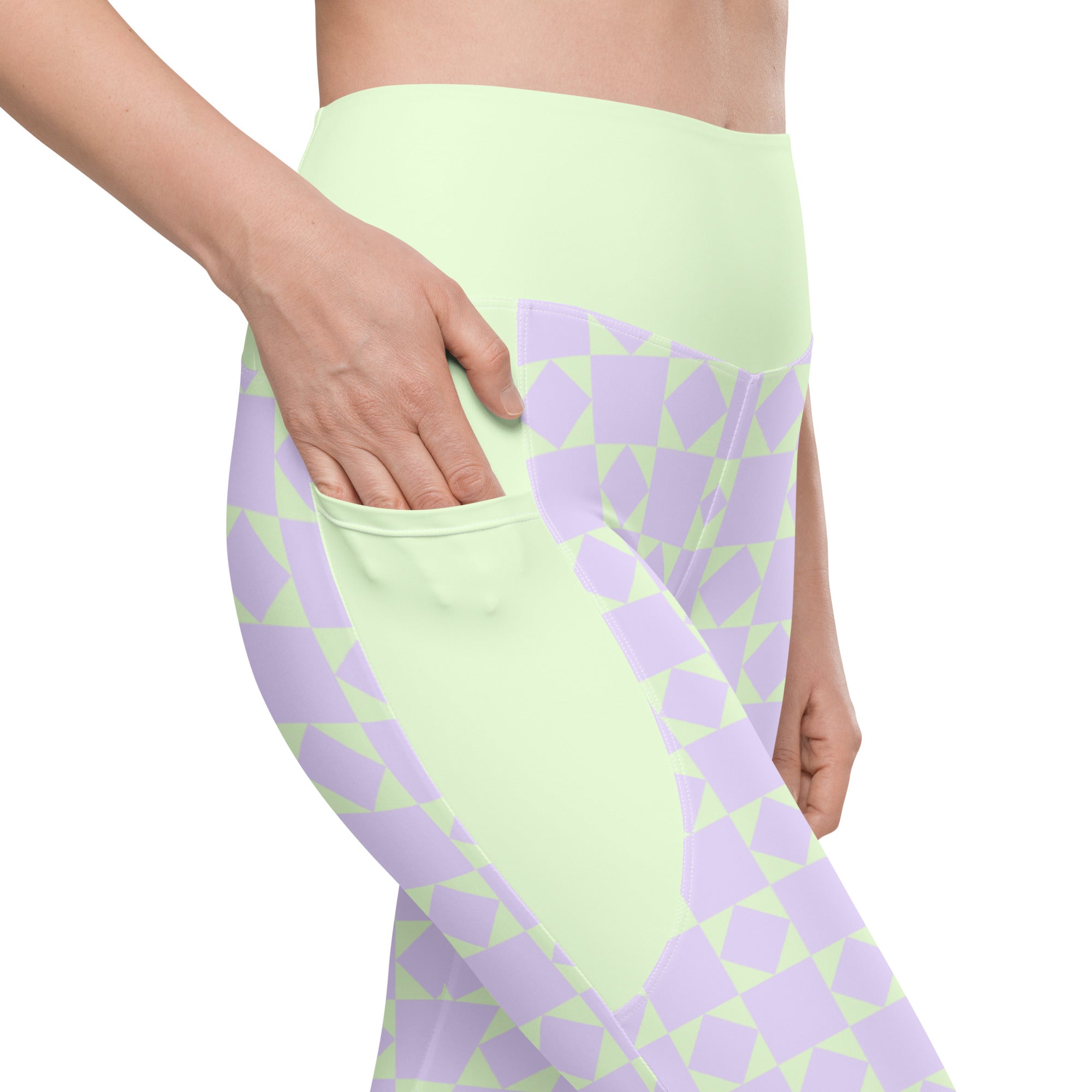 RECYCLED High Waist Pocket Leggings - 'Lilac Mint' XS