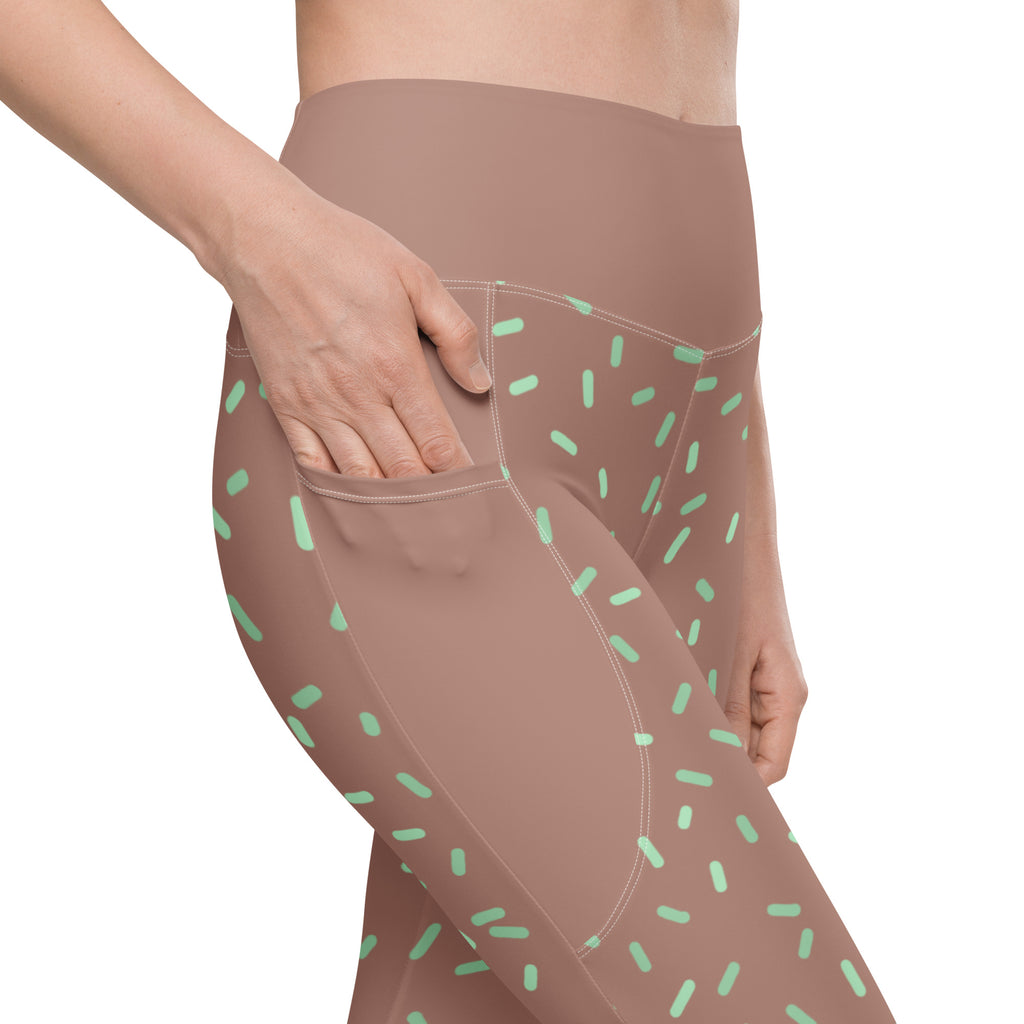 RECYCLED High Waist Pocket Leggings - 'Mint Choc Chip'