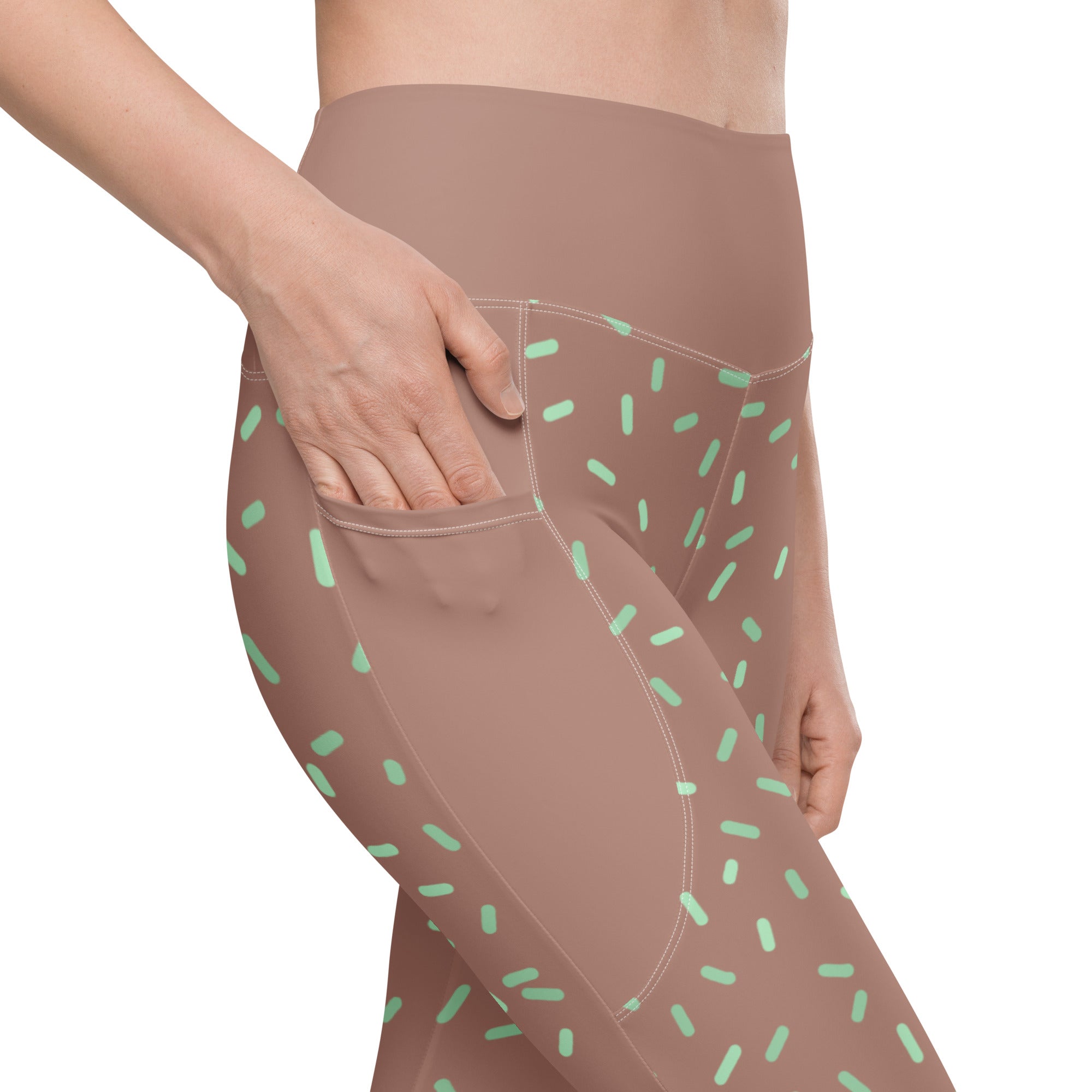 RECYCLED High Waist Pocket Leggings - 'Mint Choc Chip'