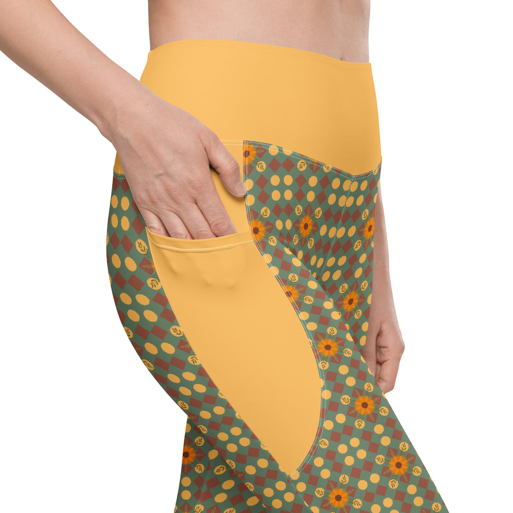 RECYCLED High Waist Pocket Leggings - 'Summertime Vintage'