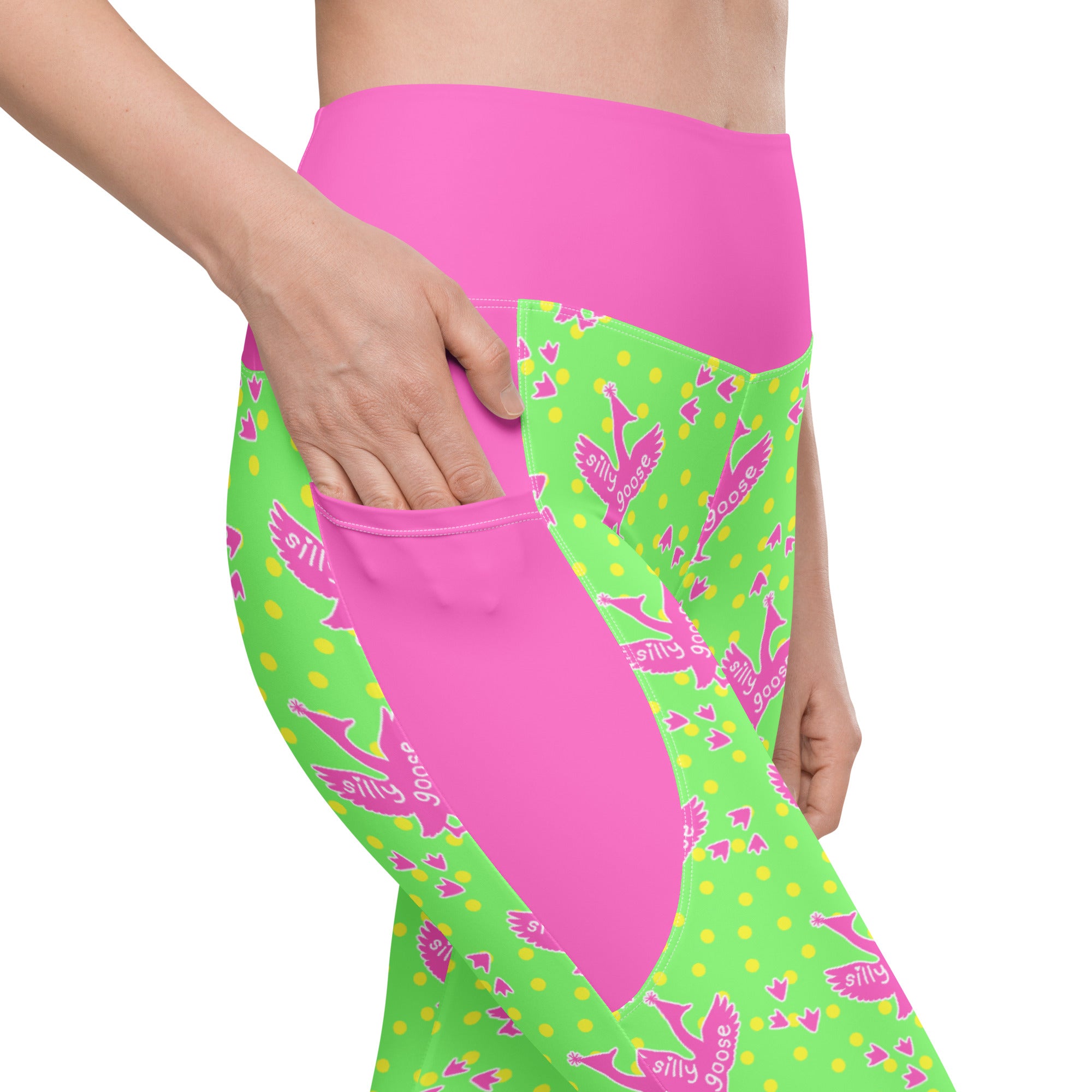 RECYCLED High Waist Pocket Leggings - 'Silly Goose'