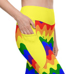 RECYCLED High Waist Pocket Leggings - 'Rainbow Waves'