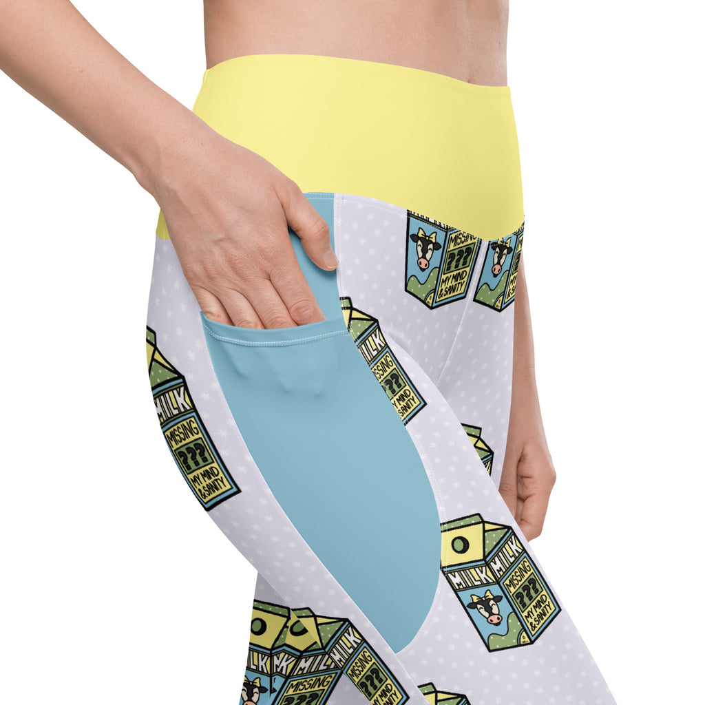 RECYCLED High Waist Pocket Leggings - 'Got Milk?'