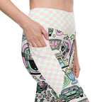 RECYCLED High Waist Pocket Leggings - 'Bubblegum Diner'