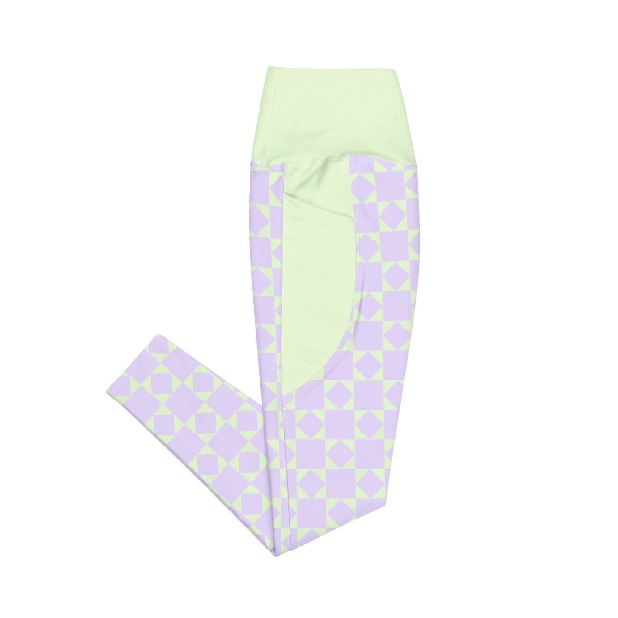 RECYCLED High Waist Pocket Leggings - 'Lilac Mint' L