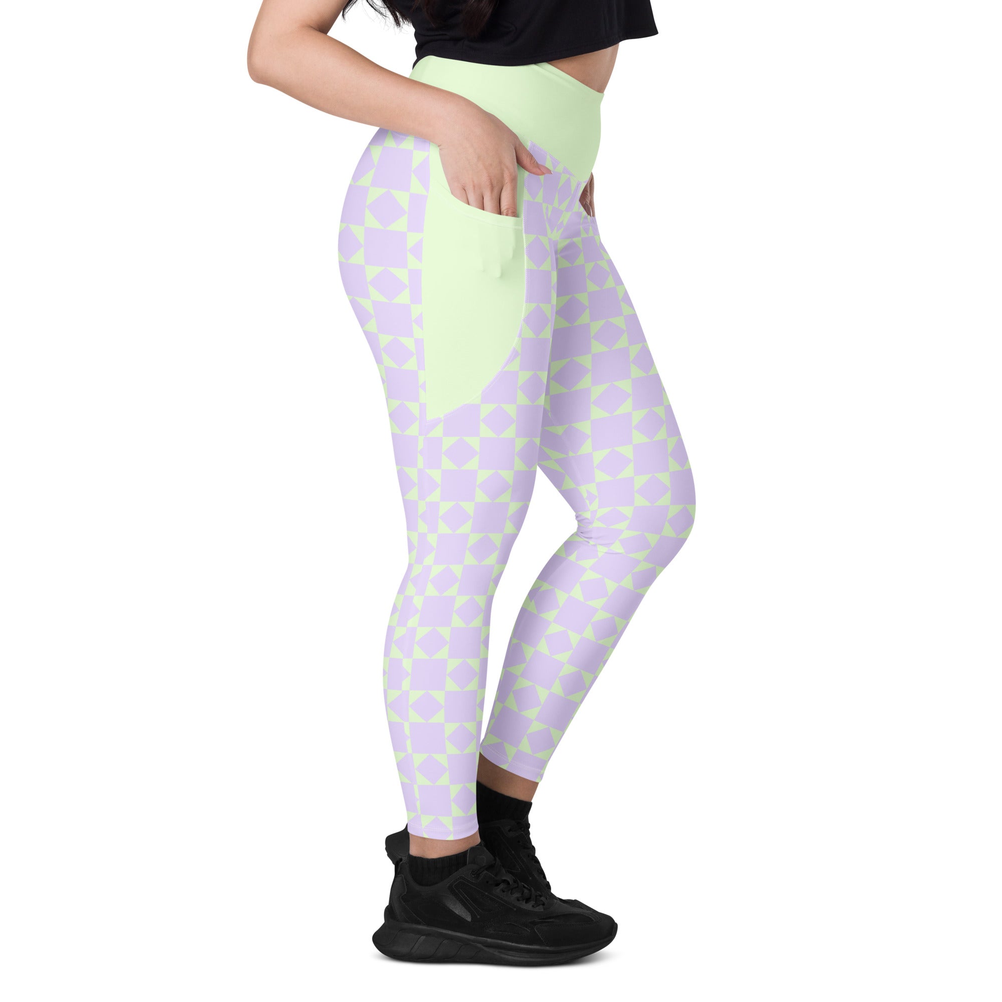 RECYCLED High Waist Pocket Leggings - 'Lilac Mint' 2XL
