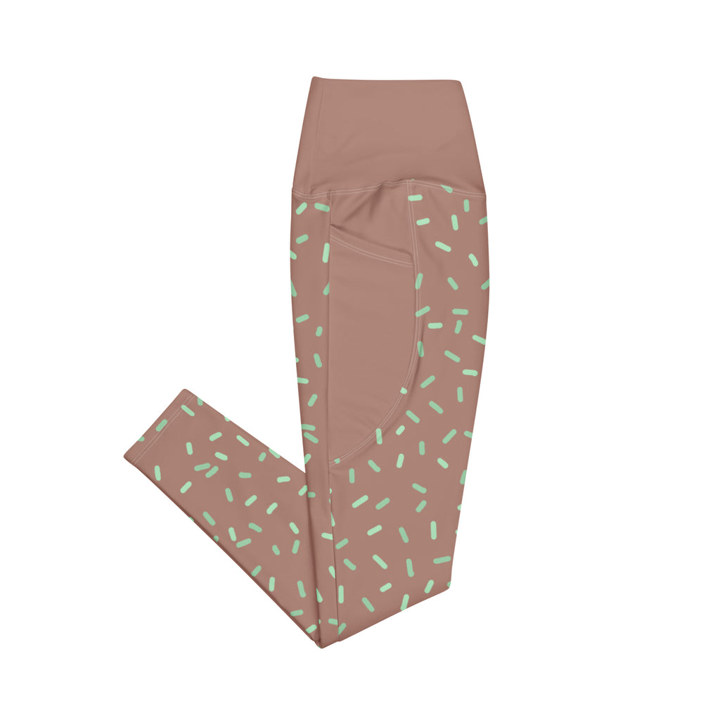 RECYCLED High Waist Pocket Leggings - 'Mint Choc Chip'