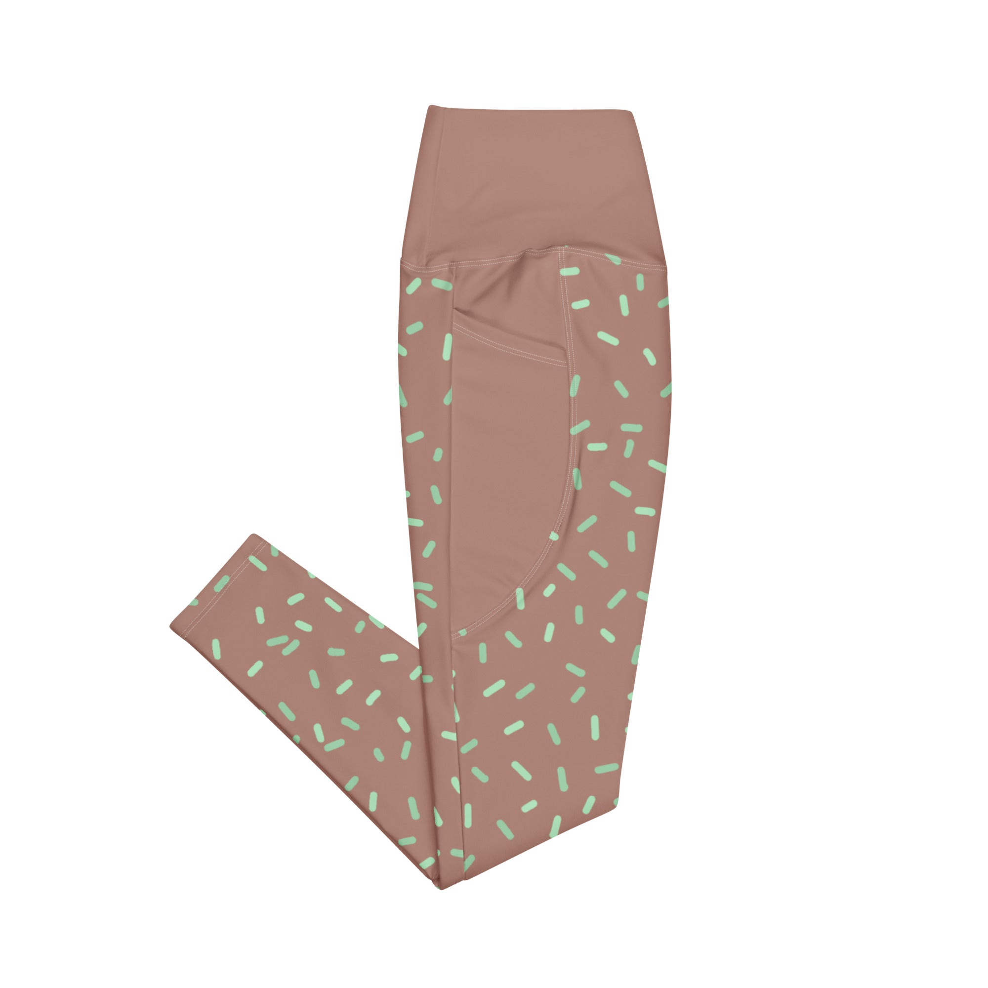 RECYCLED High Waist Pocket Leggings - 'Mint Choc Chip'