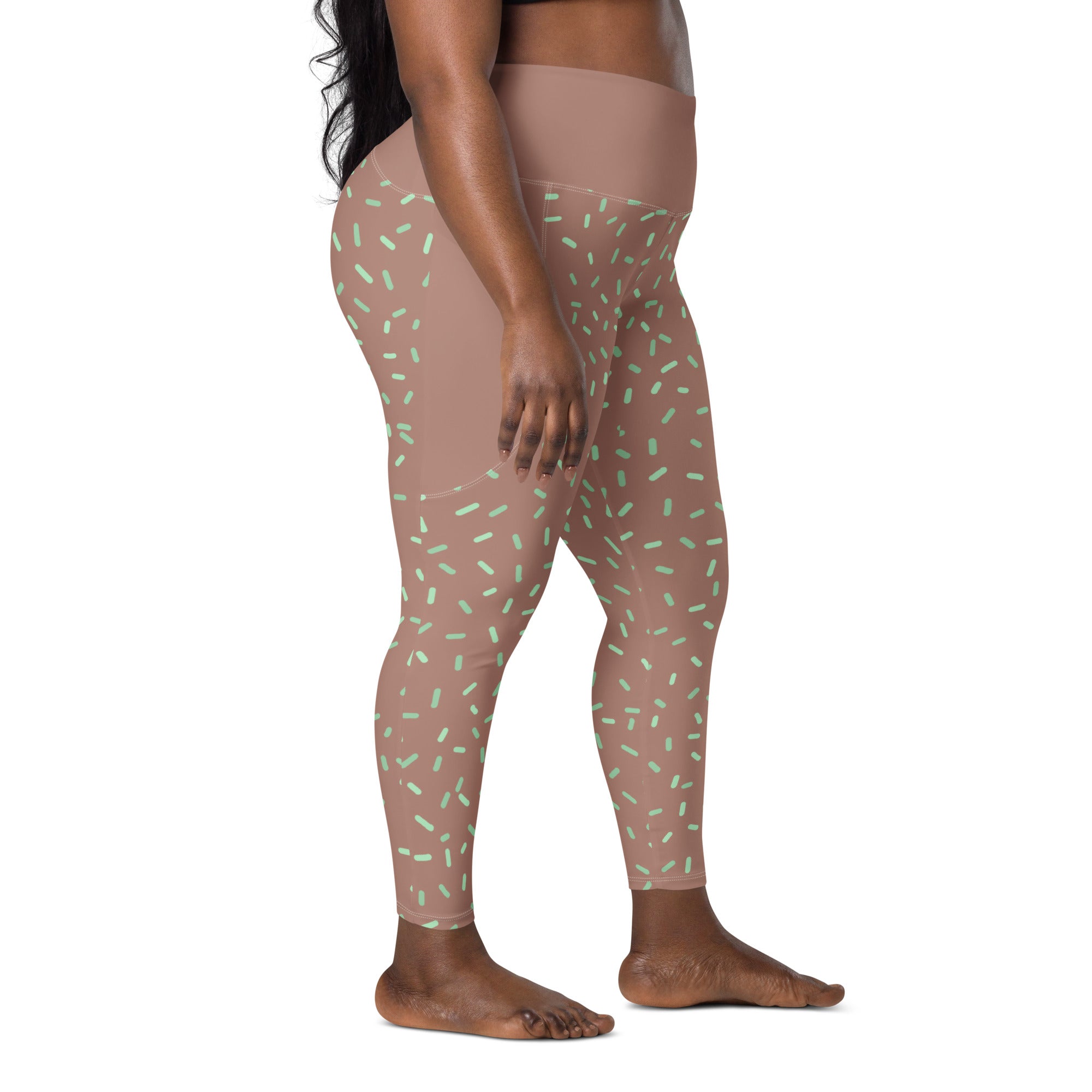 RECYCLED High Waist Pocket Leggings - 'Mint Choc Chip' 6XL