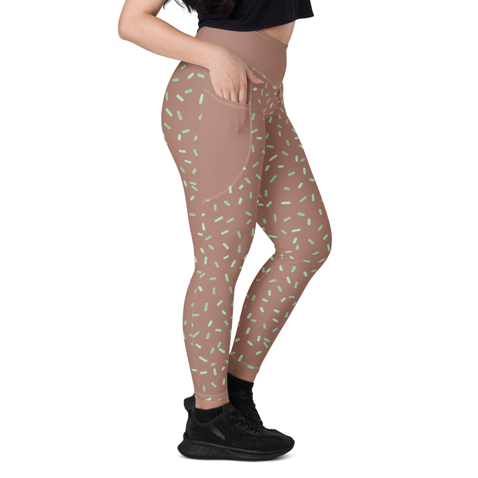RECYCLED High Waist Pocket Leggings - 'Mint Choc Chip'