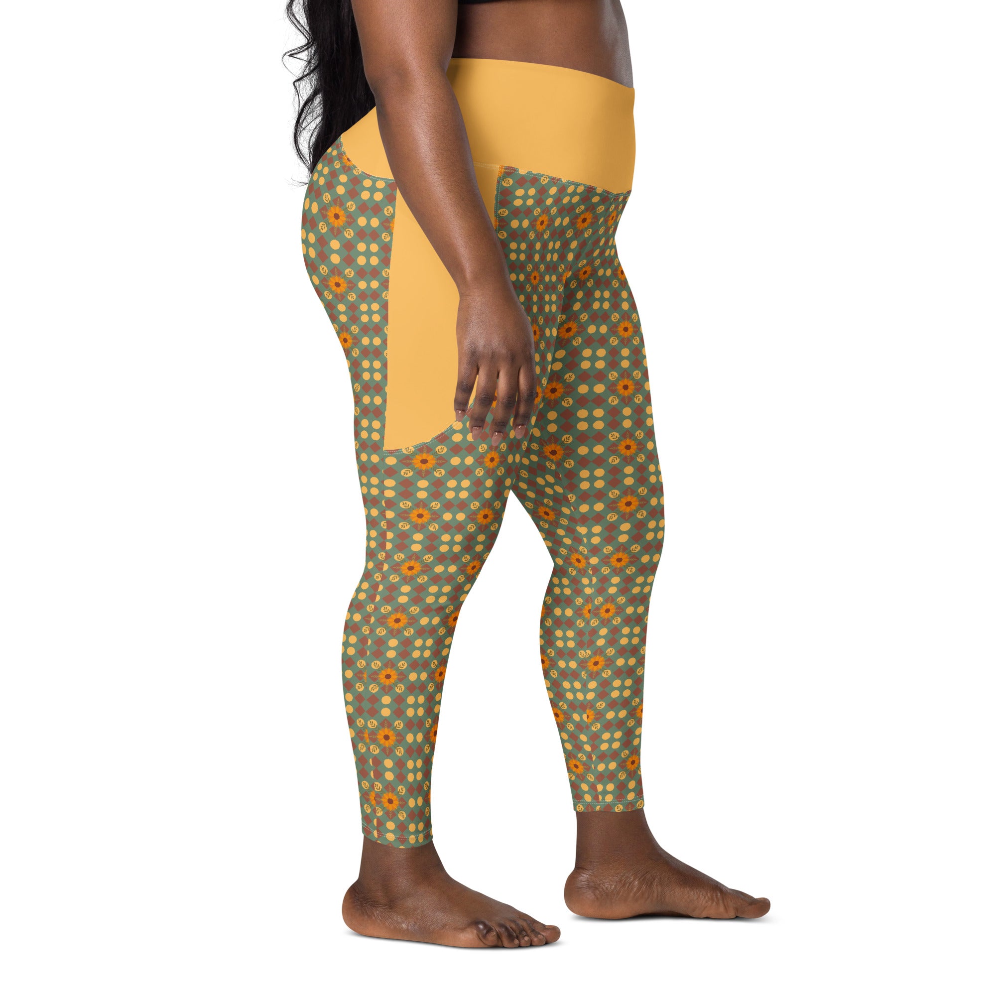 RECYCLED High Waist Pocket Leggings - 'Summertime Vintage'
