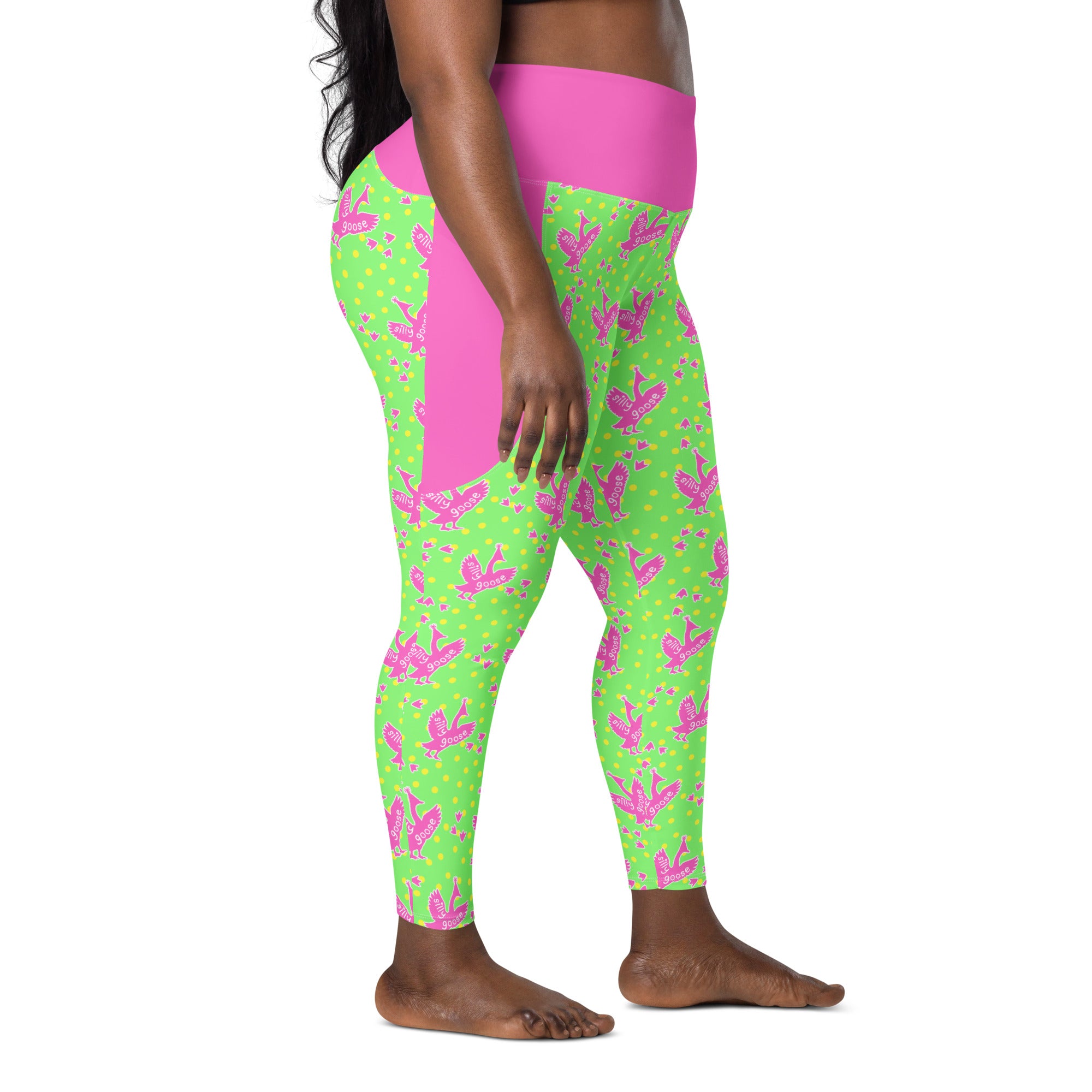 RECYCLED High Waist Pocket Leggings - 'Silly Goose'