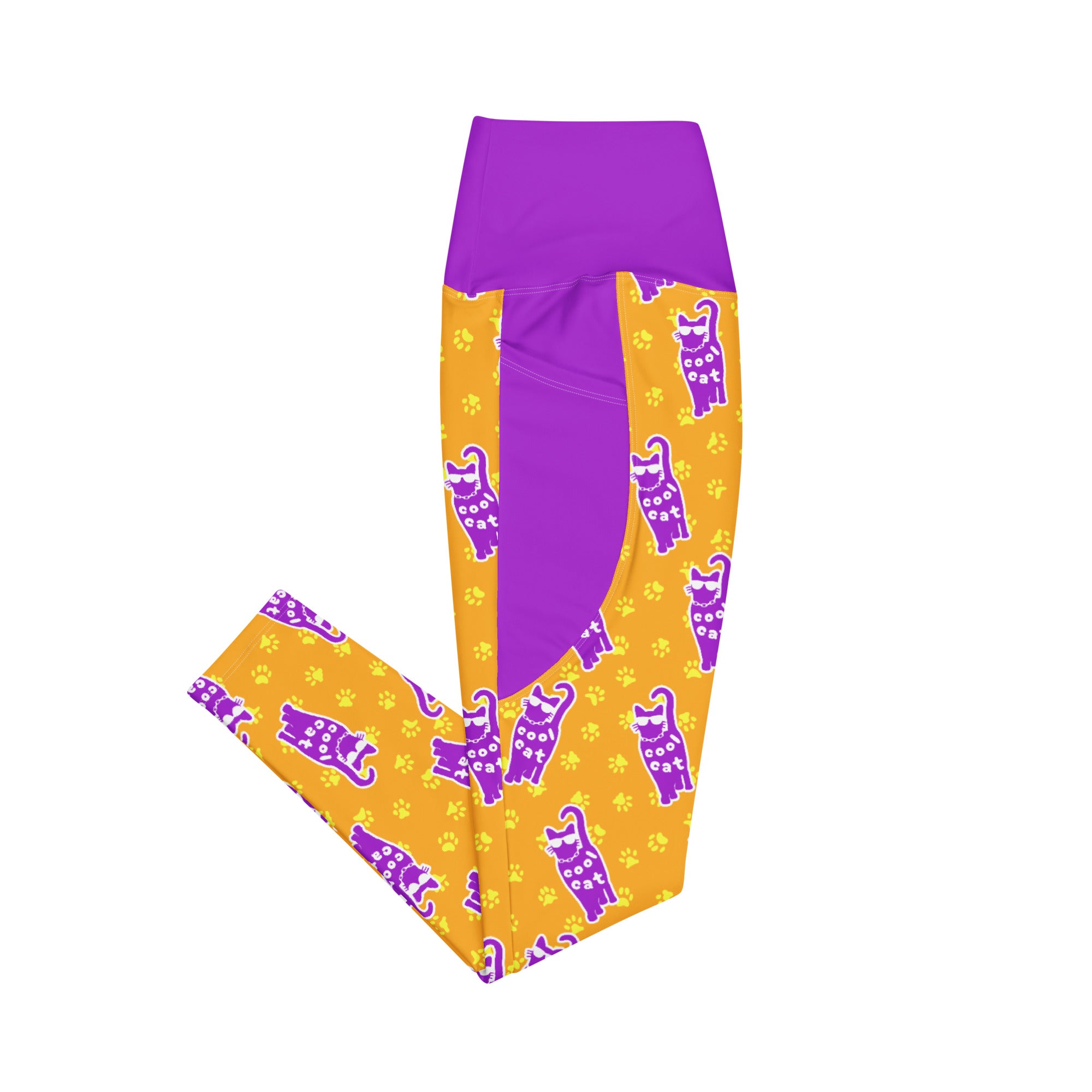 RECYCLED High Waist Pocket Leggings - 'Cool Cat'