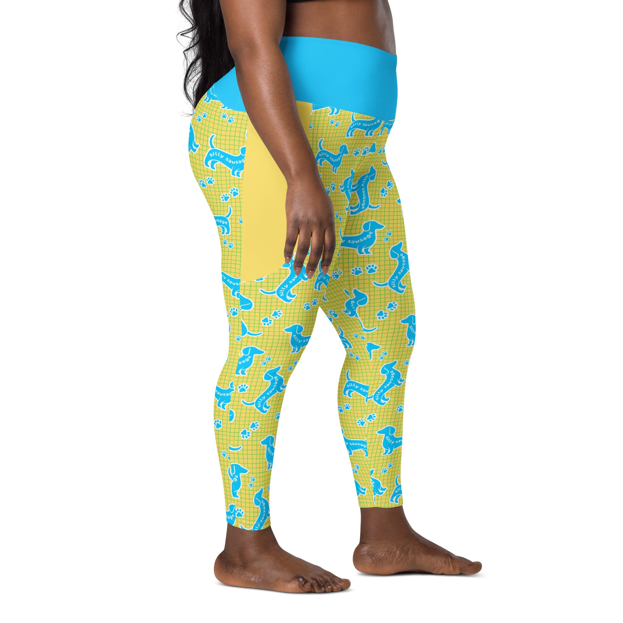 RECYCLED High Waist Pocket Leggings - 'Silly Sausage'