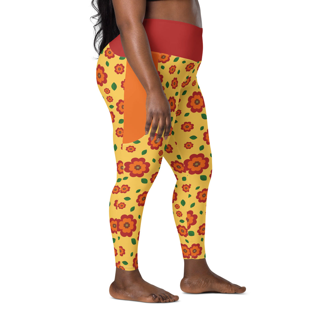 RECYCLED High Waist Pocket Leggings - 'Petal Pop'