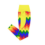 RECYCLED High Waist Pocket Leggings - 'Rainbow Waves'