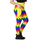 RECYCLED High Waist Pocket Leggings - 'Rainbow Waves'