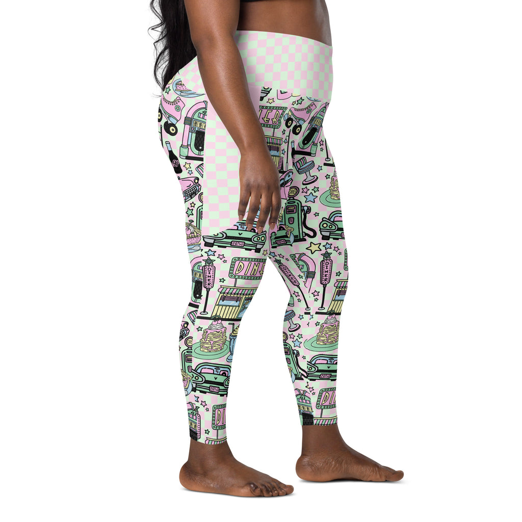 RECYCLED High Waist Pocket Leggings - 'Bubblegum Diner'