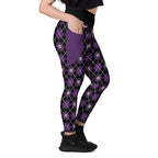 RECYCLED High Waist Pocket Leggings - 'Diamond Skulls'