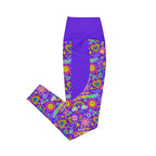 RECYCLED High Waist Pocket Leggings - 'Glitter Stickers'