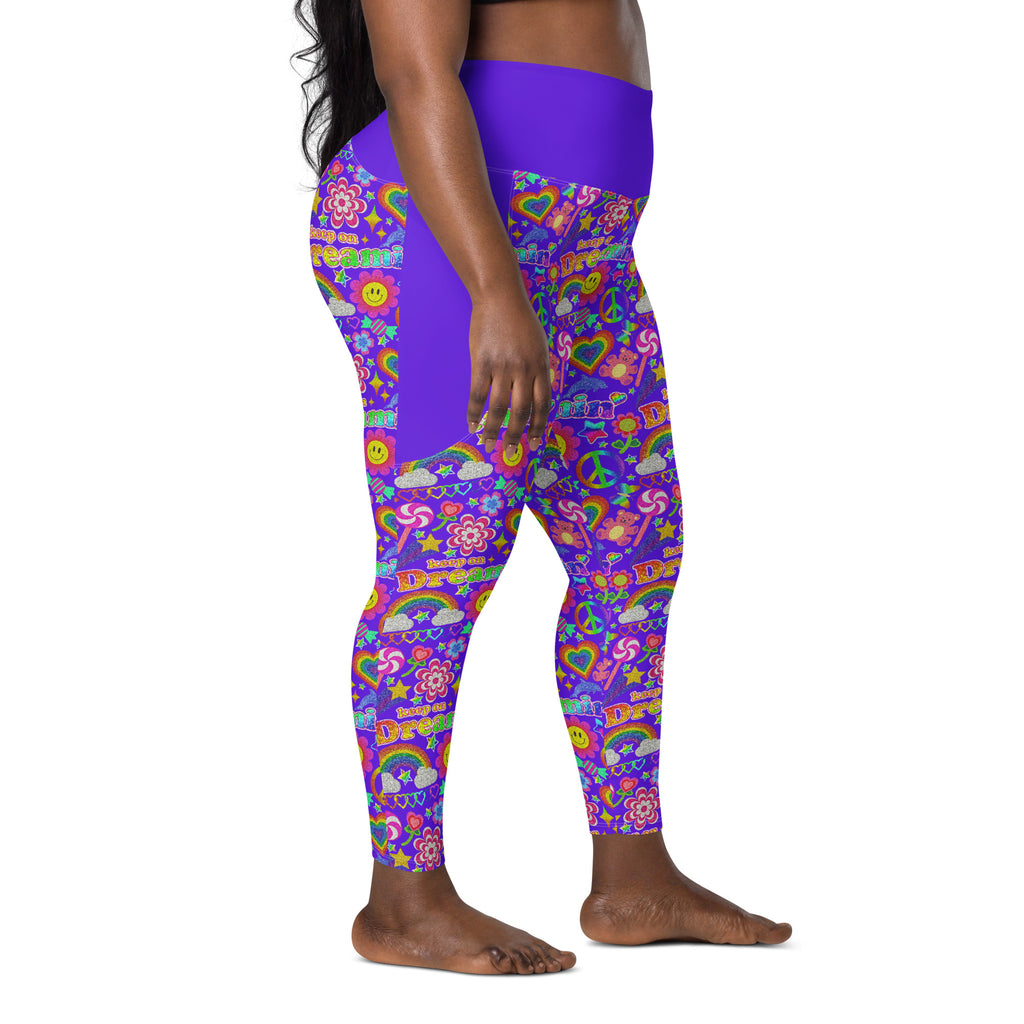 RECYCLED High Waist Pocket Leggings - 'Glitter Stickers'