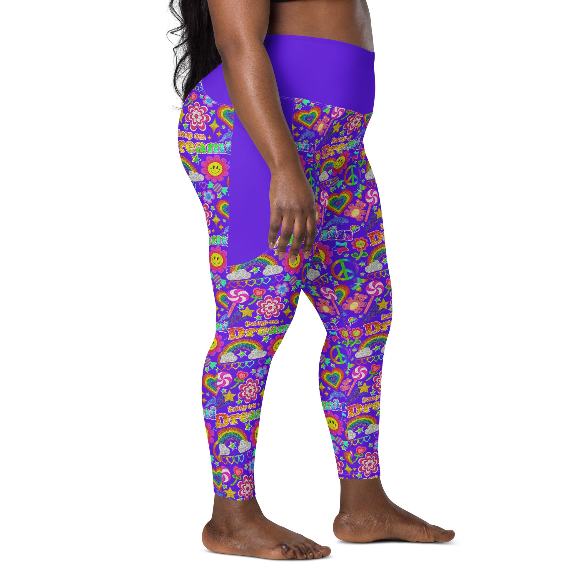 RECYCLED High Waist Pocket Leggings - 'Glitter Stickers'